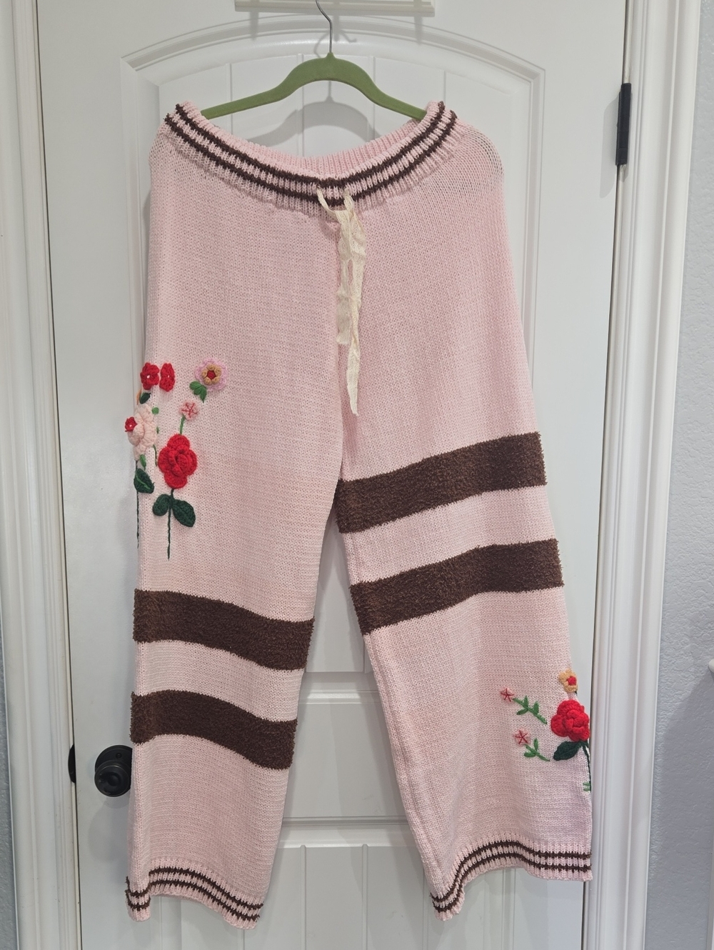 POL Pink & Brown Striped Hooded Sweater with Floral Embroidery Set - Picture 3 of 3